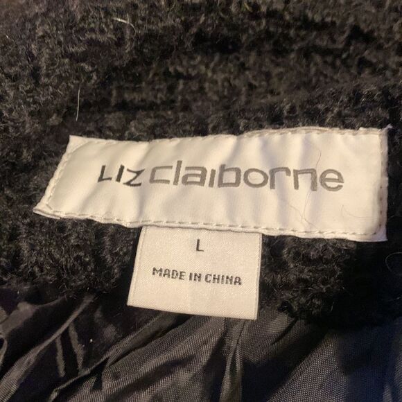 Liz Claiborne Black Wool Blend Pea Coat Sz L - Picture 6 of 8